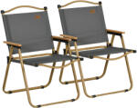 Outsunny Set 2 Scaune de Camping Pliabile cu Cotiere, 54x59x78 cm, Gri Închis | Aosom Romania (A20-317V01CG)