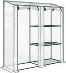 Outsunny Mini Seră cu 3 Rafturi, 2 Uși Rulabile, Seră pentru Grădină cu Cadru din Oțel și Acoperire din Plastic pentru Plante, Legume, Flori, Fructe, Anti UV, 143x45x151 cm, Transparentă | Aosom Romania (84H-5