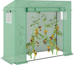 Outsunny Seră cu folie, seră cu rolltür, fereastră laterală, pentru grădină, din oțel, plastic, 200 x 76 x 168 cm, Verde | Aosom Romania (845-144V01)