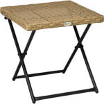 Outsunny Masuta pentru Gradina Pliabila din Ratan Sintetic si Otel, Masuta pentru Exterior Economie Spatiu 40x40x40cm, Culoare Ratan Natural (867-034V00ND) Masa de cafea