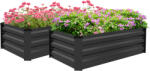 Outsunny Set de 2 Paturi Galvanizate Inaltate pentru Gradina, Cutie de Plantare Inaltata pentru Exterior, Usor de Asamblat, pentru Cultivarea Florilor (84H-103V00CG)