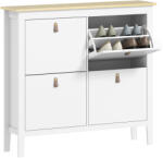 HomCom Pantofar Slim cu 4 Sertare pentru 20 Perechi de Pantofi, Mărime EU44 și Separatoare Reglabile, 105x24x95, 5 cm, Alb | Aosom Romania (837-578V02WT) Pantofar