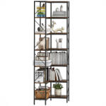 HOMCOM Bibliotecă de colț industrială cu 7 niveluri din pal melaminat și oțel, maro | Aosom Romania (836-610V80RB) Biblioteca