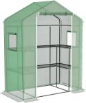 Outsunny Seră de grădină cu 1 ușă, 2 ferestre și 2 rafturi în formă de U pentru Legume Plante Flori Husă PE 140x73x190 cm | Aosom Romania (845-933V00GN)