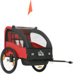 HomCom Remorcă pentru bicicletă copii +18 luni cu centură de siguranță și sistem de amortizare 140x88x90 cm Roșu | Aosom Romania (440-038V00RD)