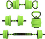 SPORTNOW Set Greutăți Sala de Sport 4 în 1 de 20kg, Convertibil în Kettlebell, 2 Gantere, Bară de Haltere și Suport pentru Flotări, Verde | Aosom Romania (A91-287V00GN)