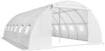 Outsunny Seră tunel cu 2 bare de susținere, 2 uși rulante și ferestre cu plasă, învelitoare din PE anti-UV, alb | Aosom Romania (84H-605V00WT)
