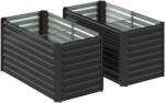Outsunny Set de 2 Straturi Înălțate Galvanizate pentru Grădină cu Parte Inferioară Deschisă, 120x60x60 cm, Gri Închis | Aosom Romania (84H-197V00CG)