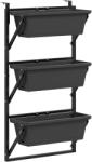 Outsunny Set de 3 ghivece ghiveci cu orificii, 56x42 cm, ghivece pătrate din plastic, Gri închis | Aosom Romania (84H-328V00CG)