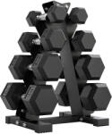 SPORTNOW Set Gantere Hexagonale cu Suport pentru Economisirea Spațiului, de la 2 kg la 10 kg, Negru | Aosom Romania (A91-404V00BK)