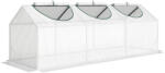 Outsunny Mini seră de grădină cu 3 ferestre rulabile, husă din PE de înaltă densitate 140 g/m2, 180 x 60 x 60 cm, alb | Aosom Romania (845-368V05WT)