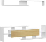 HomCom Dulap TV cu Raft de Perete, Rafturi Deschise și Dulăpior din Lemn, Mobilier TV Modern, 153, 6x25x42 cm, Alb | Aosom Romania (839-419MX)