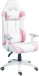 HomCom Scaun de Gaming, Design Curse, Inclinabil, Reglabil în Înălțime, Piele Ecologică, 67A x 60L x 120-128Î cm, Roz/Alb | Aosom Romania (921-720V00PK)