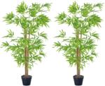 Outsunny Lot de 2 bambusi artificiali Inaltime 1, 5 m 644 Frunze dense realiste Ghiveci Inclus Negru cu Lichen Verde | Aosom Romania (844-338V02GN)