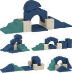 AIYAPLAY Set 7 Blocuri Construcții Moi Copii Până la 3 Ani în Catifea Albastru | Aosom Romania (3D0-027V00DB)