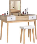 HOMCOM Masa de toaleta cu oglinda glisanta scaun tapitat 2 sertare 5 compartimente de depozitare pentru casa 100x45x118cm Lemn HOMCOM | Aosom RO (831-298ND)