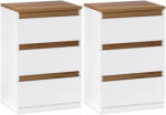 HOMCOM Set de 2 Mesite de Noapte Înguste de 3 Sertare Comode pentru Sufragerie Hol 40x30x59, 5 cm Alb | Aosom Romania (831-995V01WT)