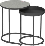 HomCom Set de 2 Măsuțe de Cafea în Stil Industrial, din Lemn și Metal, Ø42x54 cm și Ø36.5x48.5 cm, Gri și Negru | Aosom Romania (83B-516V00GY) Masa de cafea