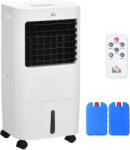 HomCom Răcitor Evaporativ 3 în 1, Ventilator cu Gheață și Umidificator, 3 Viteze, 9 Moduri, Telecomandă, Roți și Timer, 65W, Alb | Aosom Romania (824-066V90CW)