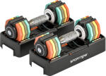 SPORTNOW Set de gantere reglabile, 1-5 kg gantere cu reglaj rapid, tavă de depozitare, mâner antiderapant economisitor de spațiu | Aosom Romania (A91-418V00MX)