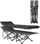 Outsunny Pat de camping pliabil cu saltea, buzunar lateral și husă integrată Pat de camping material Oxford 190 x 67 x 37 cm Negru | Aosom Romania (A20-517V00BK)