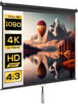 HomCom Ecran pentru Proiector 120 Inch Format 16: 9/4: 3 Reglabil, Ecran de Proiecție Compact, 244x183 cm, Negru | Aosom Romania (001-010V01BK)