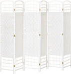 HomCom HOMCOM, Paravan interior, 6 panouri pliabile, 242L x 170H cm, lemn de plop, bambus, fibre de hârtie împletită, alb pai | Aosom Romania (830-310)