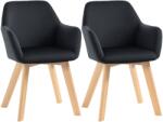 HomCom Scaune de Masă, Set de 2, Design Modern, Design de Catifea, Lemn de Cauțiuc, 54x57x80 cm, Negru | Aosom Romania (835-728V00BK)