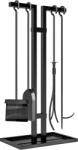 Outsunny Set servitor pentru șemineu 5 piese, unelte pentru șemineu, din metal, mătură, lopată, clește, tisonier și suport, negru | Aosom Romania (842-364V00BK)