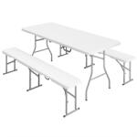Outsunny Set Masă de Camping Pliabilă cu 2 Scaune, 180x74x74 cm, Alb | Aosom Romania (A20-469V00WT)