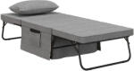 HOMCOM Pat Pliabil Multifuncțional 4 în 1, Șezlong cu Economie de Spațiu, cu Spătar Rabatabil pe 5 Niveluri, 188x75x38 cm, Gri | Aosom Romania (831-515)