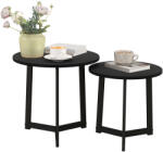 HomCom Set modern de mese de cafea, Cadru de Oțel, MDF, Design Rotund, suprapozabil, Negru | Aosom Romania (83B-090V00BK) Masa de cafea