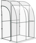 Outsunny Seră de Grădină adosată seră adosată 2 uși rulante cu fermoar oțel PVC transparent | Aosom Romania (845-592V03CR)