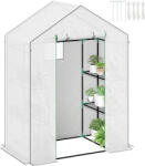 Outsunny Seră de grădină cu 1 ușă 1 fereastră rafturi 3 niveluri pentru Legume Plante Flori Pânză PE 143 x 74 x 190 cm alb | Aosom Romania (845-932V01WT)