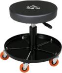 HomCom Scaun Atelier cu Roți și Suport pentru Scule, Scaun de Lucru cu Înălțime Reglabilă și Rotire 360°, 40x40x48cm, Negru | Aosom Romania (C20-053V00BK)