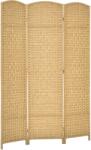 HomCom Paravan Interior Pliabil cu 3 Panouri Împletit din PP și Lemn de Pin, 135x1, 7x180 cm, Lemn Natural | Aosom Romania (830-816V00ND)