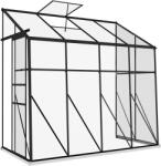 Outsunny Seră de perete, seră de grădină din policarbonat, cu ușă culisantă, vent de acoperiș, fundație, 127 x 253 x 240 cm negru | Aosom Romania (845-946V00BK)