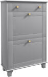 HomCom Mobilier Pantofar Ingust cu 2 Usi Basculante si 1 Sertar pentru 8 Perechi de Pantofi 60x23, 5x98, 5 cm Gri | Aosom Romania (837-387V80GY) Pantofar