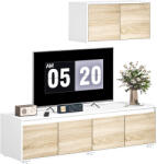 HomCom Set de 2 Piese pentru Televizor cu Dulap de Perete, Unitate de Divertisment Independenta pentru Televizoare, Natur HOMCOM | Aosom RO (839-711V00ND)