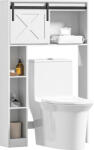 HomCom Mobilier de depozitare deasupra toaletei cu ușă glisantă, mobilier raft toaletă, raft reglabil, alb | Aosom Romania (834-786V00WT)