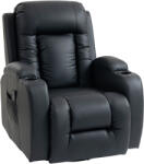 HOMCOM Fotoliu Masaj & incalzire - 8 Zone, Piele Eco, inclinabil 150° | Aosom Romania (700-050V94BK)