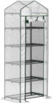 Outsunny Seră de grădină balcon cu raft 5 nivele 0, 69 x 0, 49 x 1, 93 m oțel folie lavabilă PE alb | Aosom Romania (845-383V02WT)