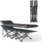 Outsunny Pat de camping pliabil cu saltea detașabilă suport pentru cap și husă de transport 196x68x37 cm Gri închis | Aosom Romania (A20-516V00CG)