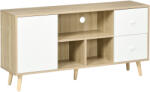 HomCom Mobilier TV pentru televizor de până la 114, 3 cm picioare din lemn masiv stil scandinav 3 nișe 1 dulap 120 x 30 x 60 cm | Aosom Romania (839-279ND)