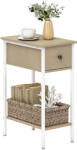 HomCom Masă Auxiliară Îngustă cu Sertar Raft Deschis și Structură Metalică pentru Sufragerie Dormitor 25x39, 8x58, 2 cm Lemn Natural | Aosom Romania (83B-393V00ND) Masa de cafea