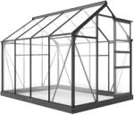 Outsunny Seră de Grădină, Seră din Policarbonat și Aluminiu cu Ușă Culisantă, Ventilație pe Acoperiș și Jgheab, 190x192x201 cm, Gri | Aosom Romania (845-059GY)