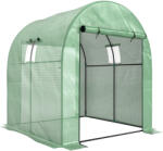 Outsunny Seră Tip Tunel din Polietilenă Cu Uși și Ferestre din Plasă, Cort cu Capac din PE și Cadru de Oțel, Verde 1, 8x1, 8x2 m | Aosom Romania (845-958V00GN)