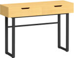 HOMCOM Consolă îngustă pentru hol cu 2 sertare, cadru metalic, pentru hol 110 x 35 x 76, 5 cm natur | Aosom Romania (837-700V00ND)