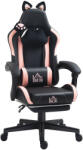 HomCom Scaun Gaming Ergonomic cu Urechi de Pisica, Roz | Aosom Romania (921-794V00BK)