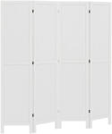 HomCom Paravan din lemn, separator de cameră, cloison interieur pliabil cu 4 panouri din lemn 160 x 170 cm alb | Aosom Romania (830-788V01WT)